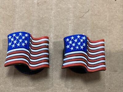Authentic Original  06 -  08 Jibbitz American Flags (Pair) shoe charms