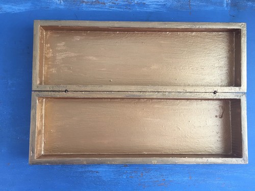 Vintage Italian Florentine Wood Long Hinged Box Storage Vanity Keepsakes 14-1/2”