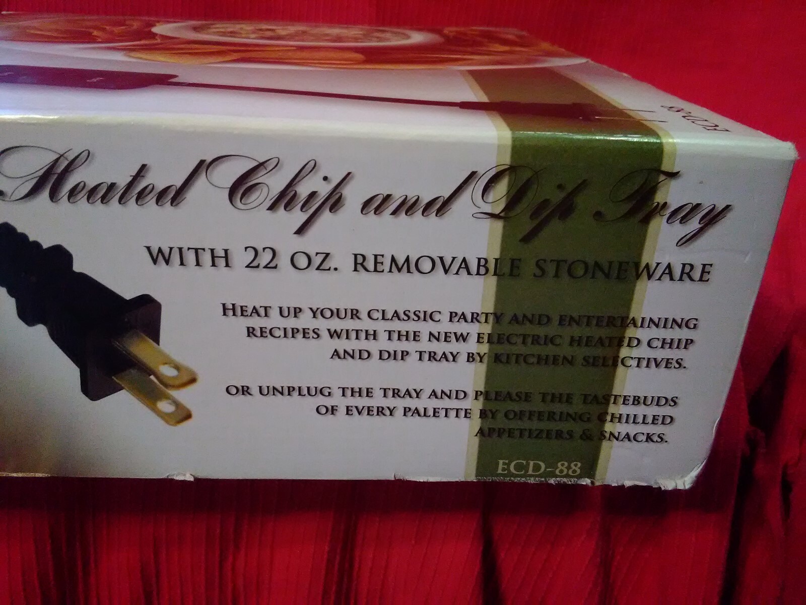 Kitchen Selectives Electric Heated Chip Dip Tray Bowl White ECD-88 Stoneware