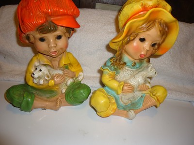 TWO VINTAGE 1974 ALICE & ANDY  STATUES BY UNIVERSAL STATURY...SO CUTE