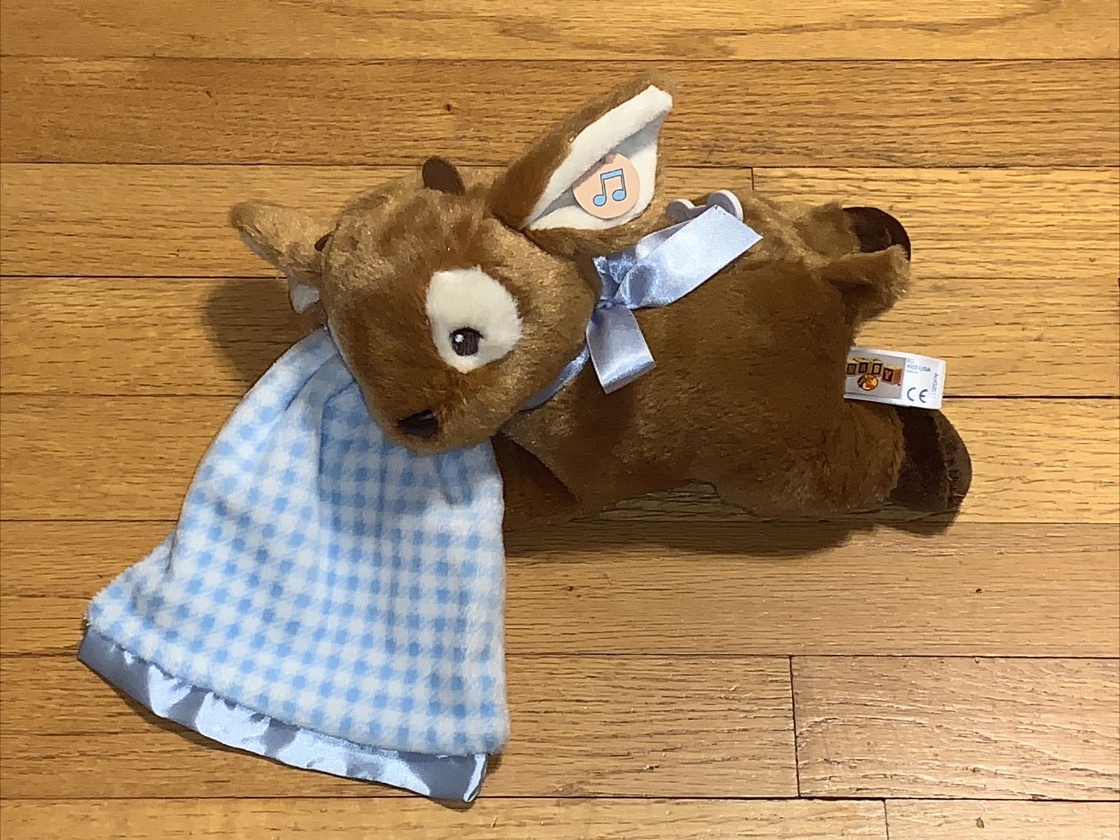 Bass Pro Shops Baby Plush Musical Deer/Fawn w/ Blue Gingham Blanket