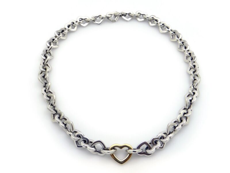 Heart Link Chain Necklace Sterling Silver, 16-inch Heart Link Chain Necklace Sterling Silver, 16-inch
