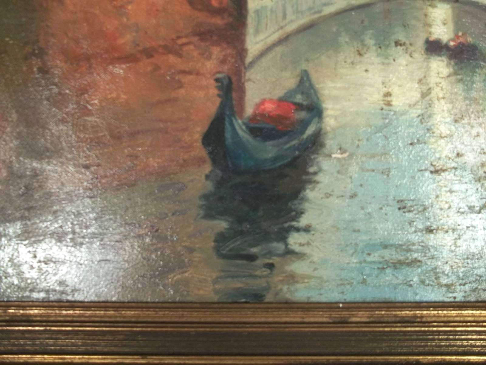 PAIR OF EARLY 20th CENTURY OIL ON BOARD ITALIAN VENETIAN CANAL SCENES SIGNED
