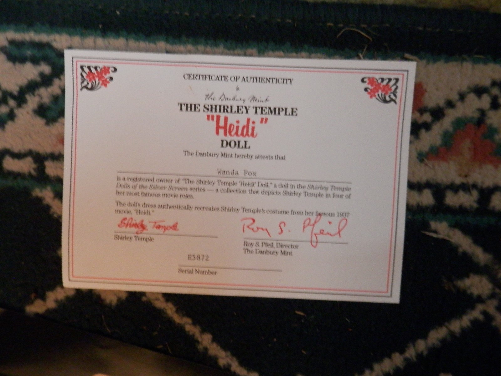 Danbury Mint Dolls of the Silver Screen Shirley Temple as Heidi