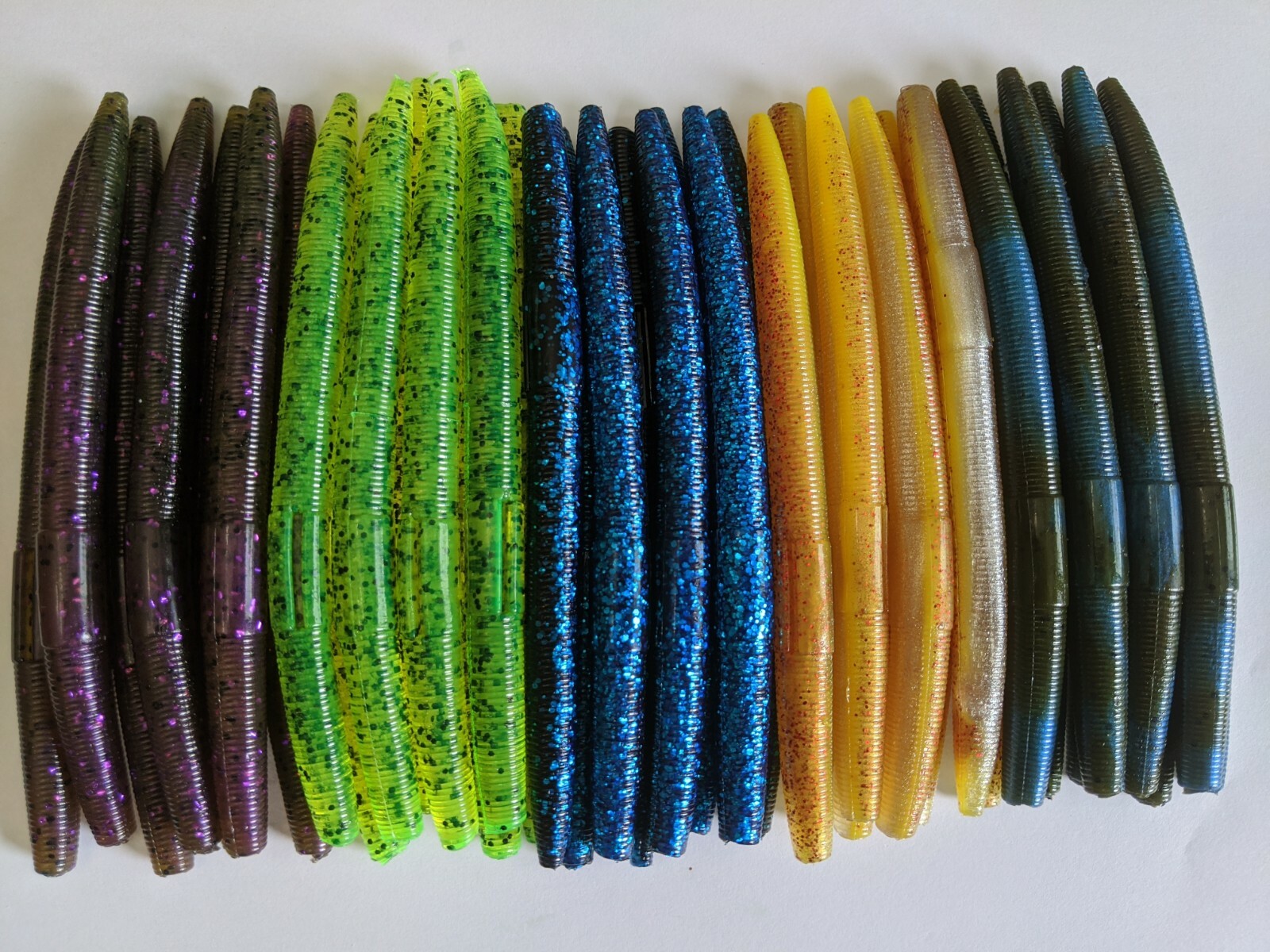 100PK5"SENKO SOFT PLASTIC BASS WORMS5 COLORS/20 EACH"WATER SPARKLE