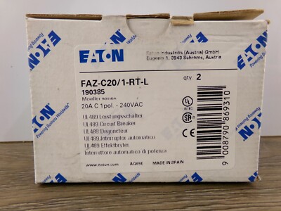 New Eaton Breakers FAZ-C20/ 1-RT-L 2 Pack S2