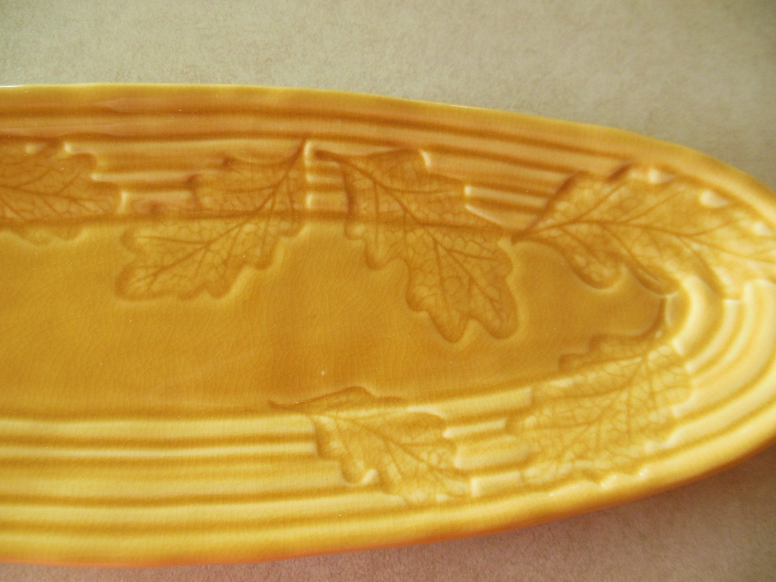 Russ Berrie and Co Autumn Leaves Bread Tray Handpainted 13 1/2 inch