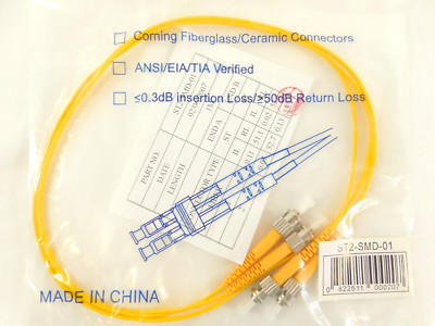 ST ST Fiber Patch Cord ST2-SMD-01 CP Tech Duplex SM 9/125 - 1 Meter