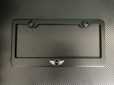 1x (silver/black) MINI 3D Emblem BLACK Stainless License Plate Frame RUST FREE