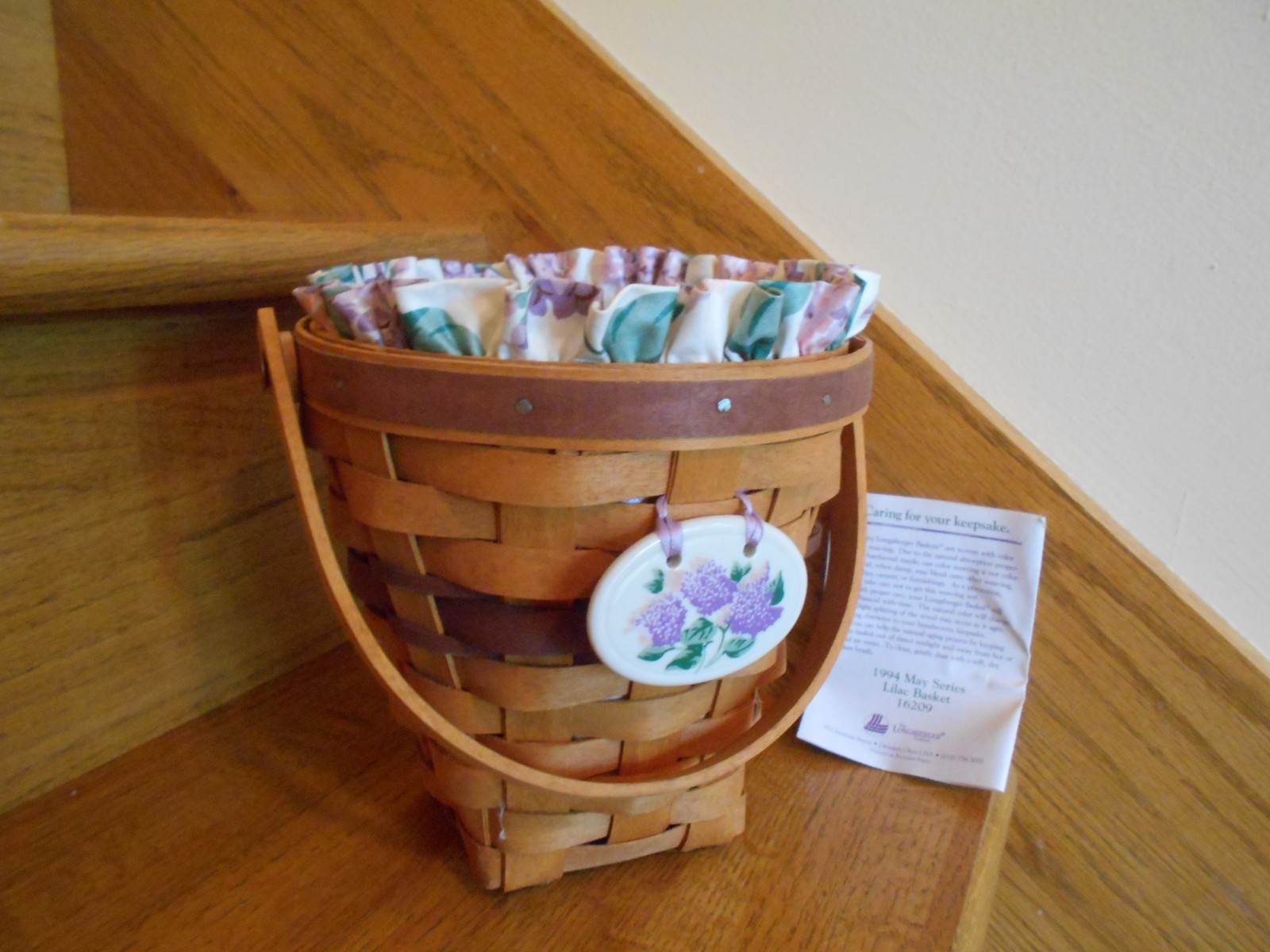 Longaberger Lilac Basket Set May Series 1994 tall round vase *shipping included*