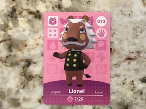 LIONEL #072 Animal Crossing Amiibo Authentic Nintendo Mint Card From Series 1