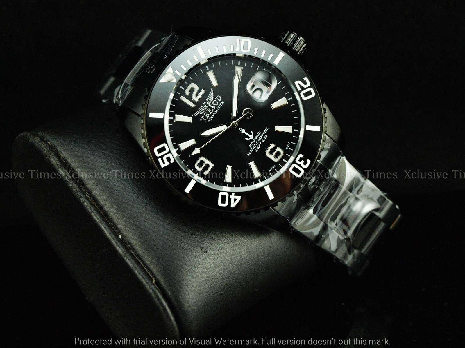 Pre-owned Master Tresod Men Superluminous Combat Ocean  Auto Triple Black Sapphire Ss Watch