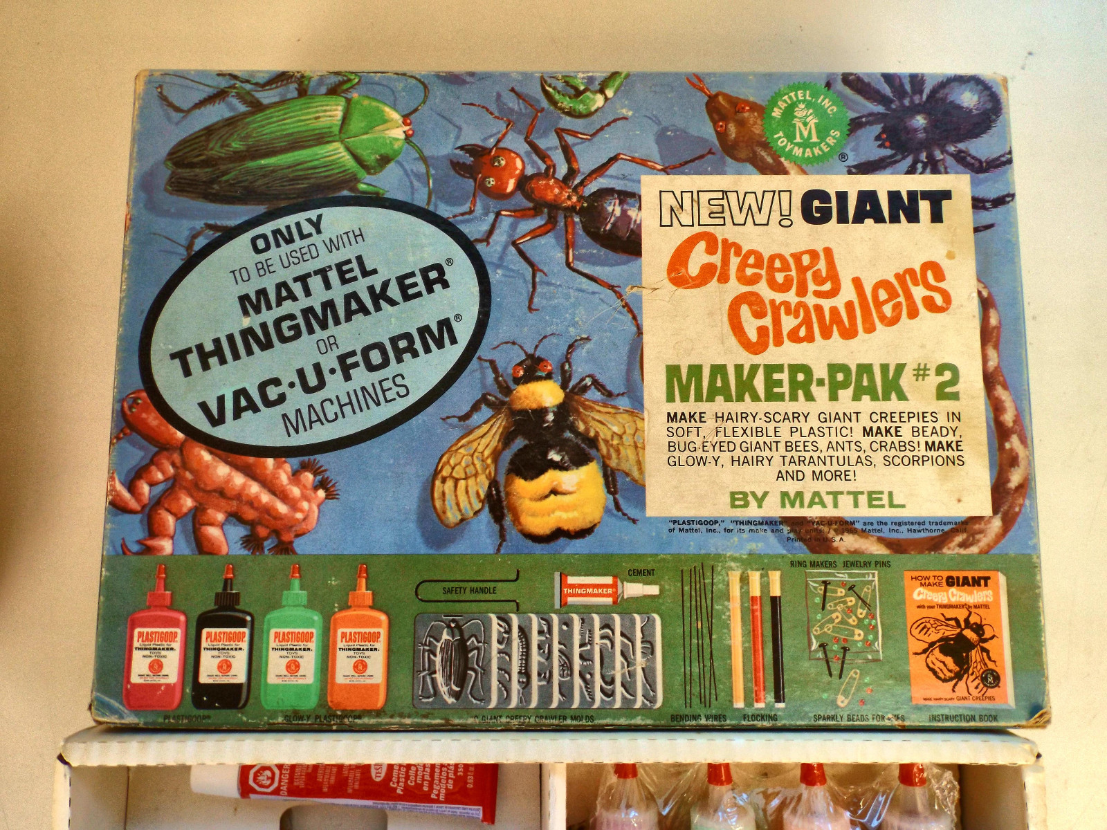 CREEPY CRAWLERS 1965 MATTEL GIANT MAKER-PAK,COMPLETE,REFURBISHED W/ HEATER OVEN