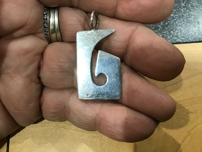 Rare MCM Sterling Silver Vtg LEONORE DOSKOW Modernist Pendant 