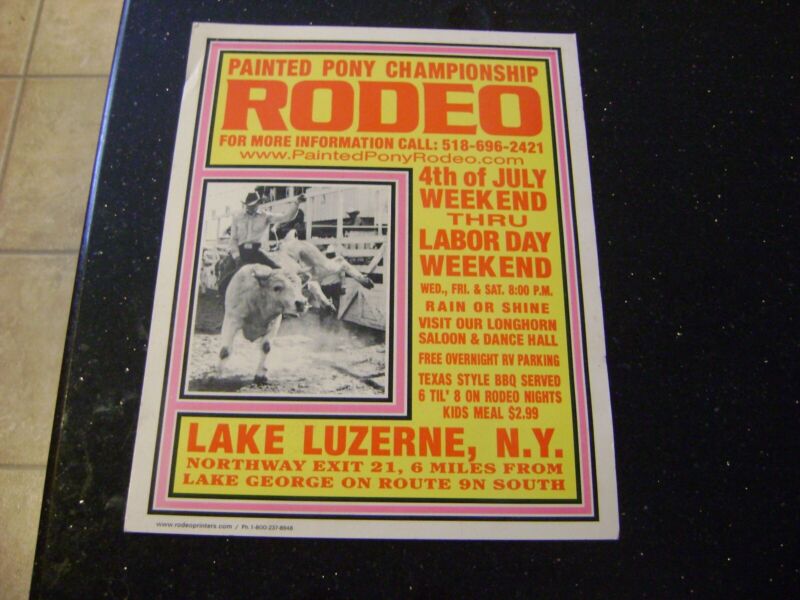 Original Rodeo Poster, 11 X 14 Board New York No Date  Rare Painted Pony Rodeo