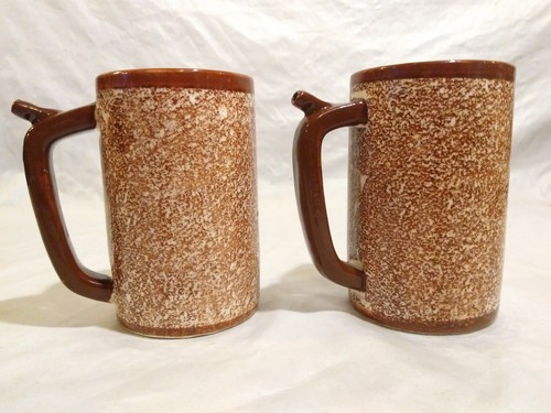 New Vintage Whistle For Your Beer Stein Pair Japan Brown Ceramic Mug Glass Lot 2