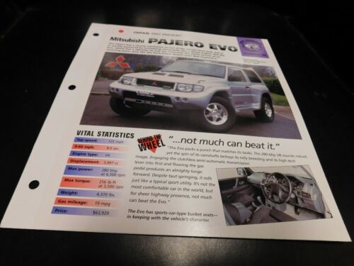 1997+ Mitsubishi Pajero Evo Spec Sheet Brochure Photo Poster 