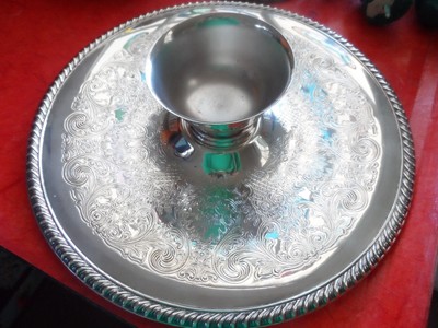 wm rogers & son silverplate serving tray with sauce cup