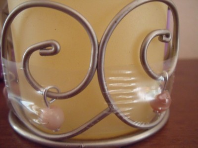 Hallmark Votive Glass Candle Holder in Metal Base w/Glass Beads Set of 2