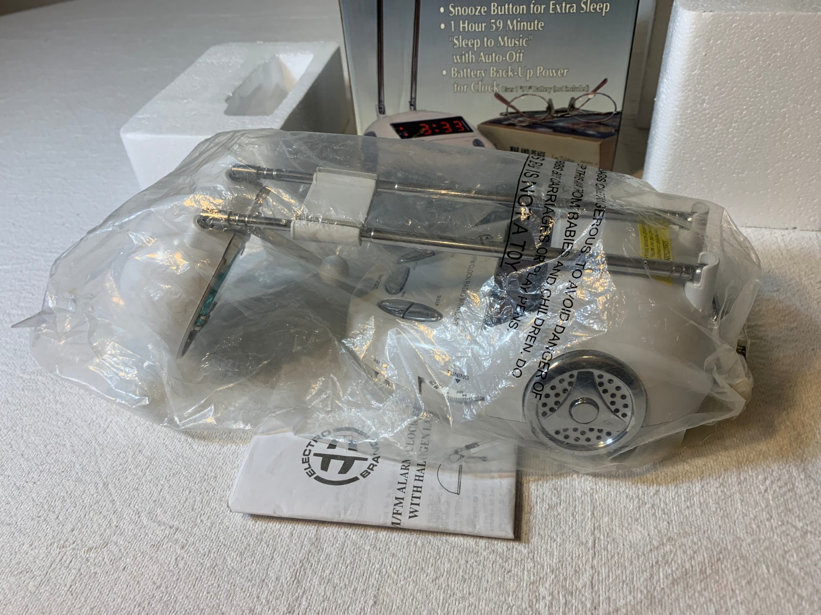 OEM Halogen Desk Lamp / AM/FM Digital Alarm Clock Radio ( Electro Brand ) | RARE