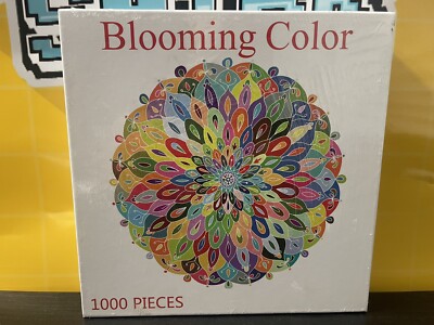 NEW Bgraamiens Puzzle Blooming Color 1000 Pieces Challenge Blue Board Round