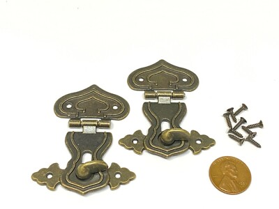 2 Sets 64mm x 48mm lock locking brass dark Mini screws Decorative Hasp Latch E17