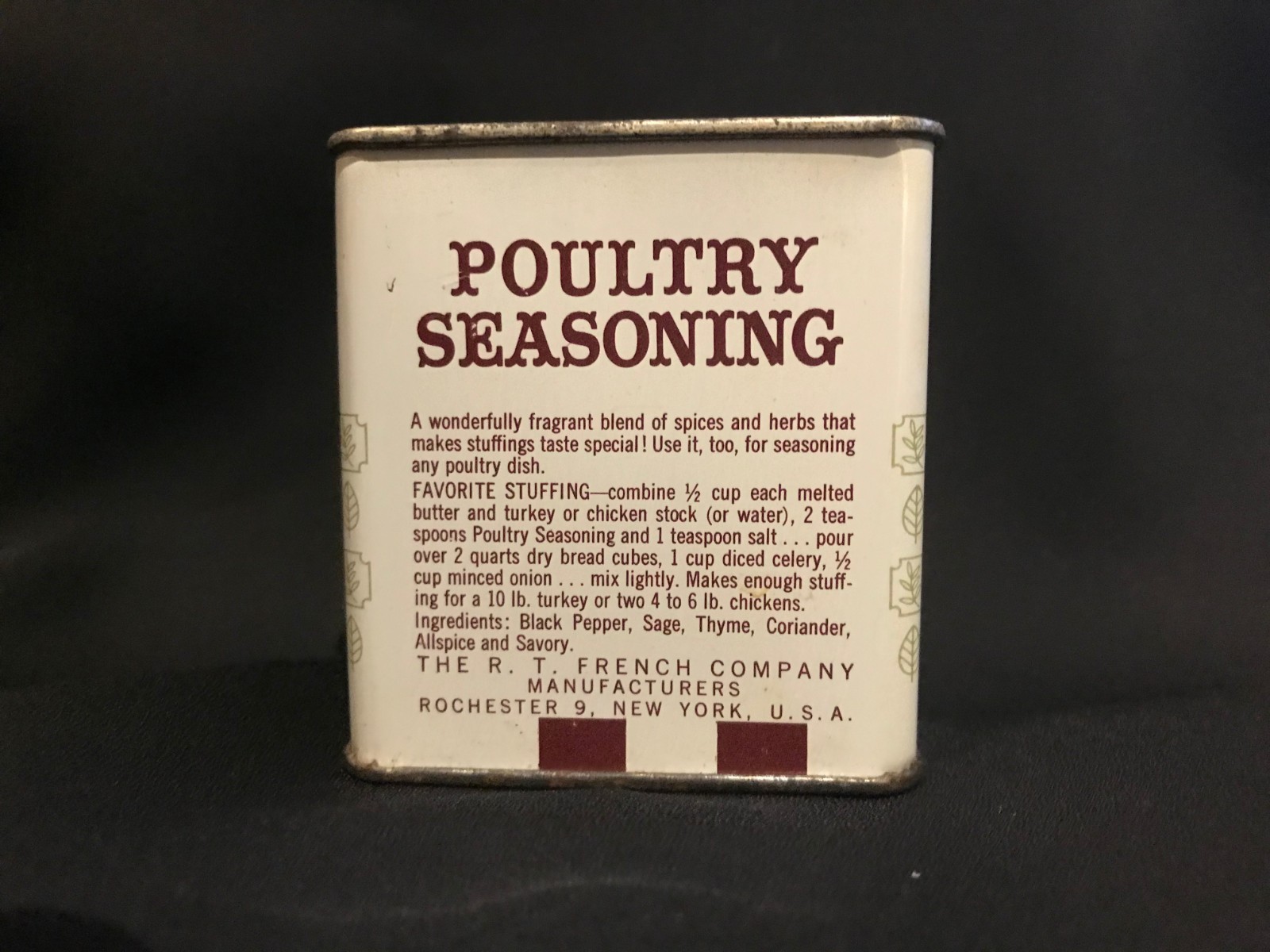 Vintage French's Poultry Seasoning Spice Tin - 1 oz.
