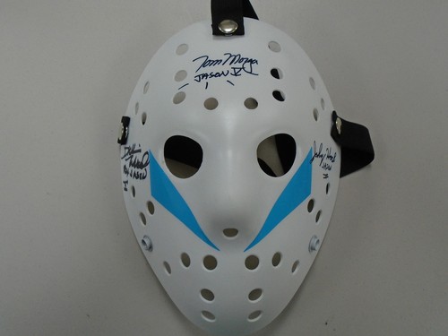 TOM MORGA JOHNNY HOCK DICK WIEAND 3X Signed Hockey MASK