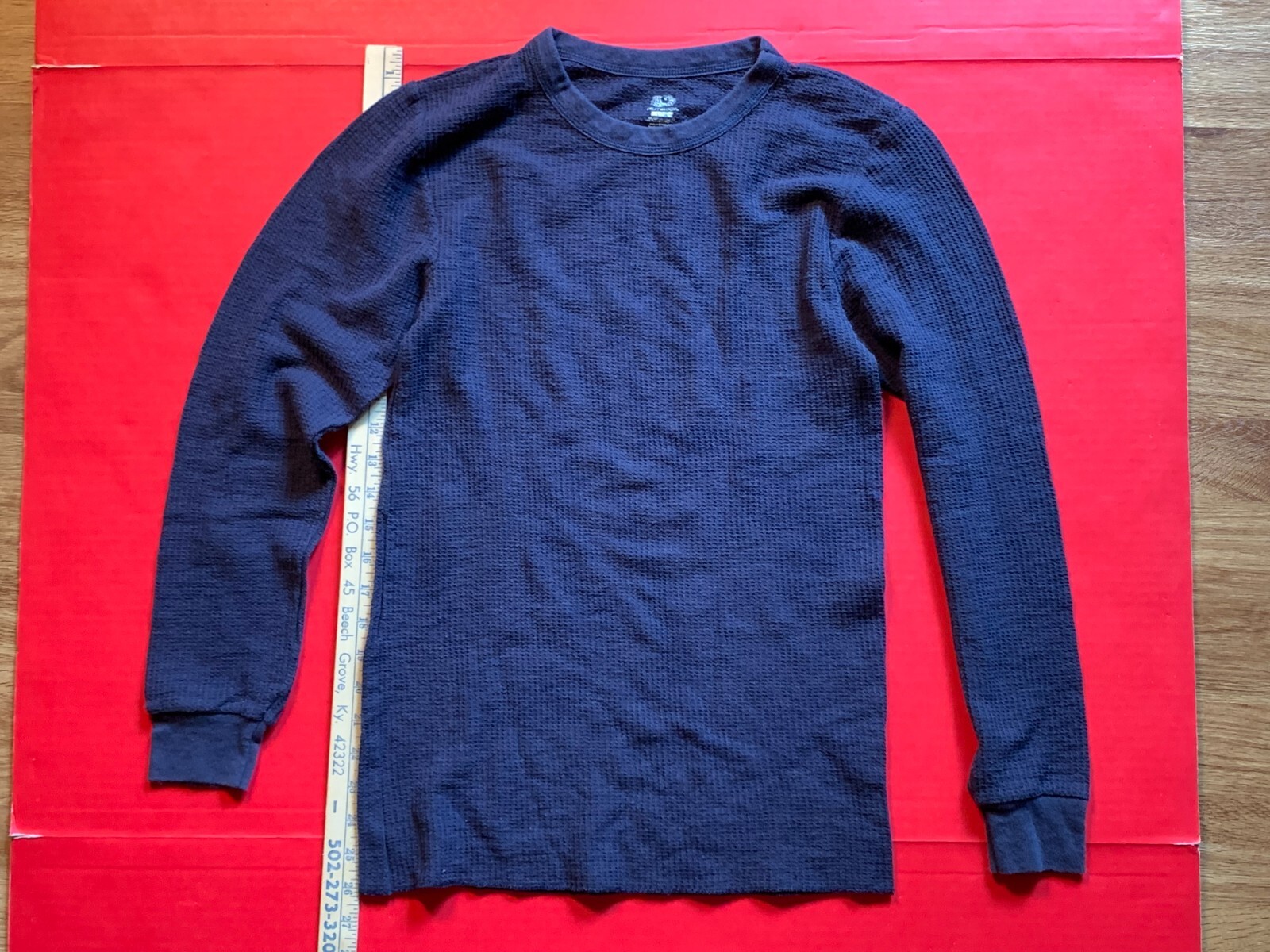 S Fruit Of The Loom Women's Unisex Blue Waffle Knit Thermal