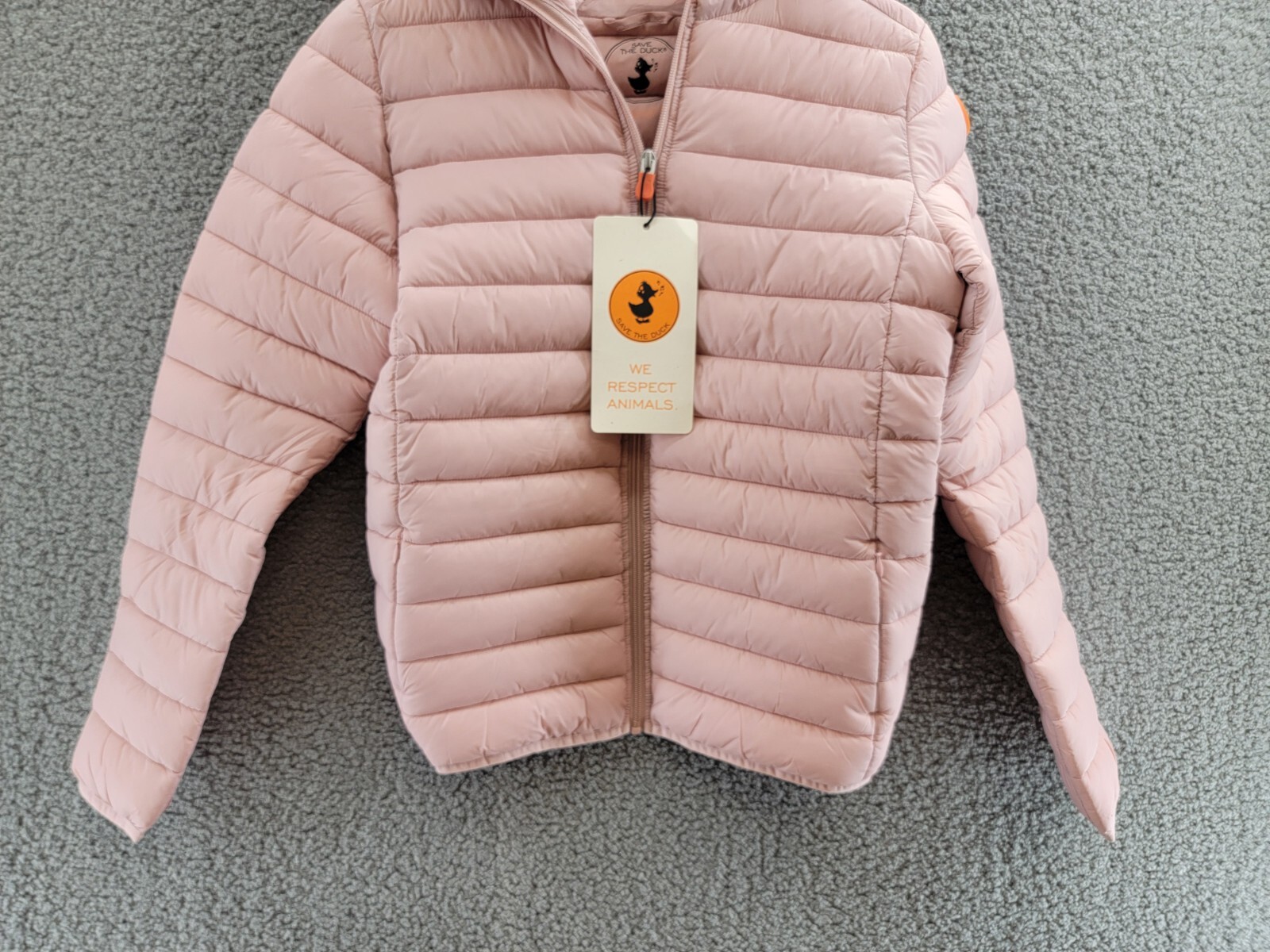 Save The Duck Lily Hooded Puffer Jacket Girls' 14 Blush Pink Full Zip Closure - Picture 2 of 22