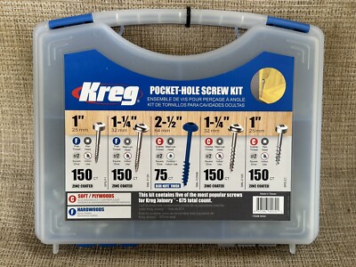 KREG Self Tapping Pocket Screw Kit SKO3 675 screws 5 Types of Screws NEW