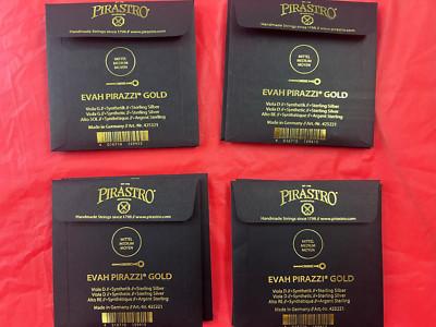 4  Sets 100% Authentic evah pirazzi gold viola set with removable A strings