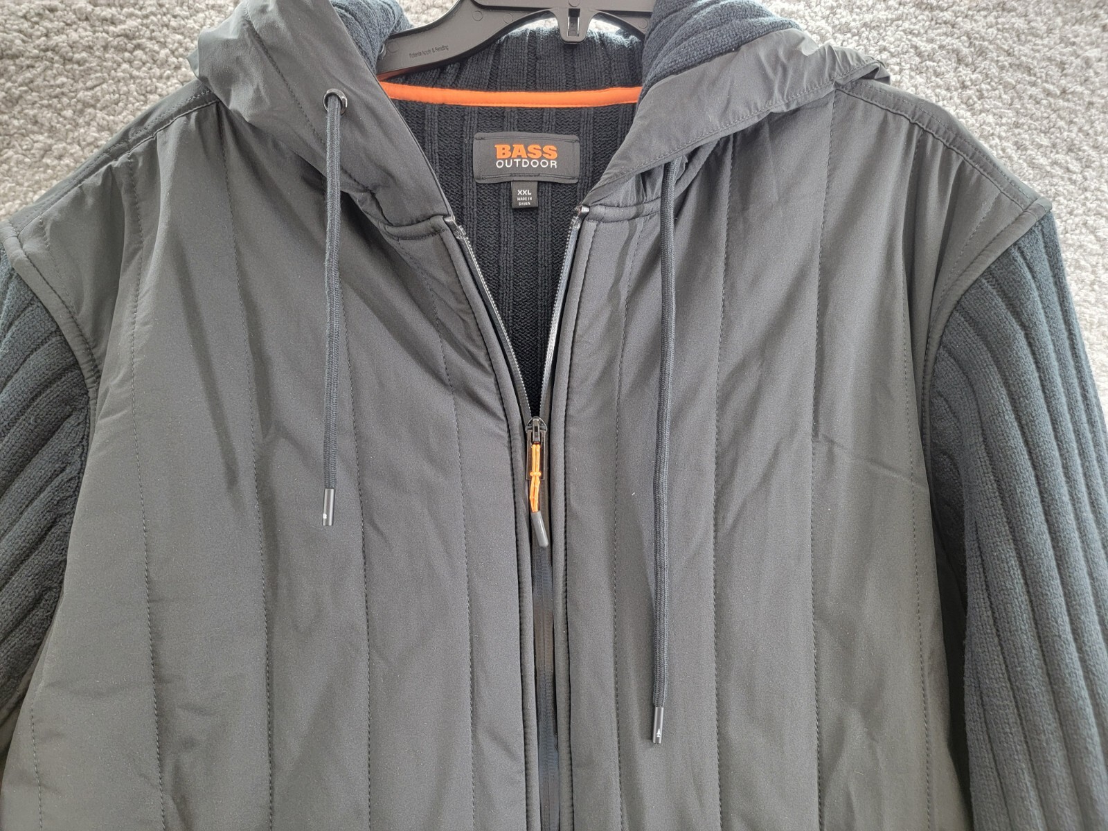 BASS OUTDOOR Mixed Media Zip-Front Hooded Sweater Jacket Men's XXL Black Beauty - Picture 3 of 17
