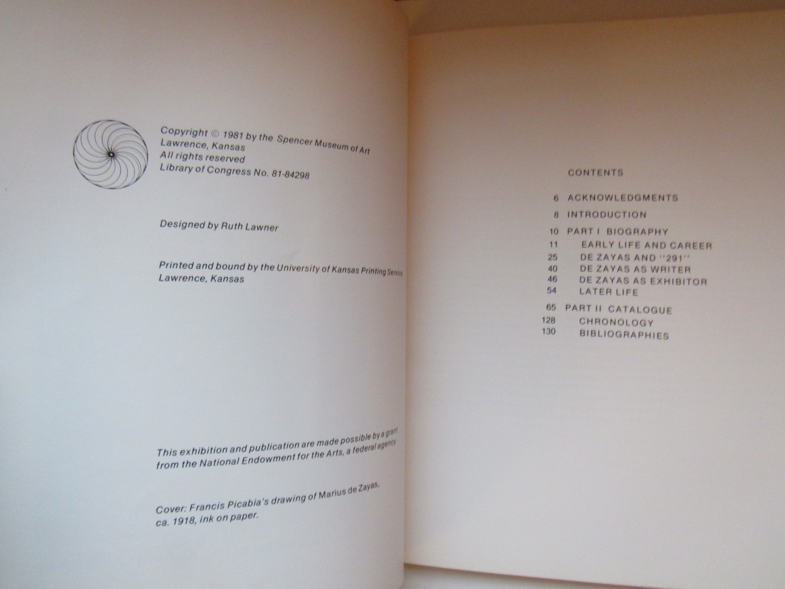 MARIUS DE ZAYAS: CONJURER OF SOULS Art Exhibition Catalog 1981 University Kansas