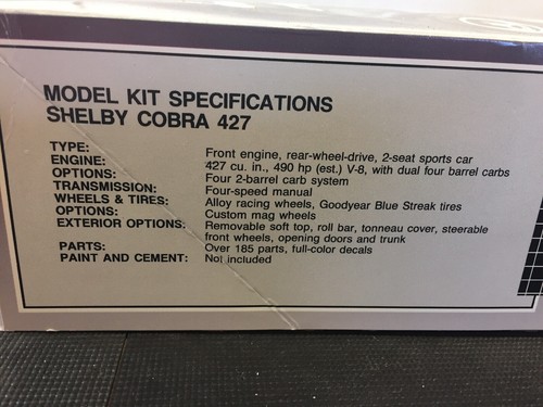 Shelby Cobra 427 Model By AMT 1:16 Scale Combine Shipping