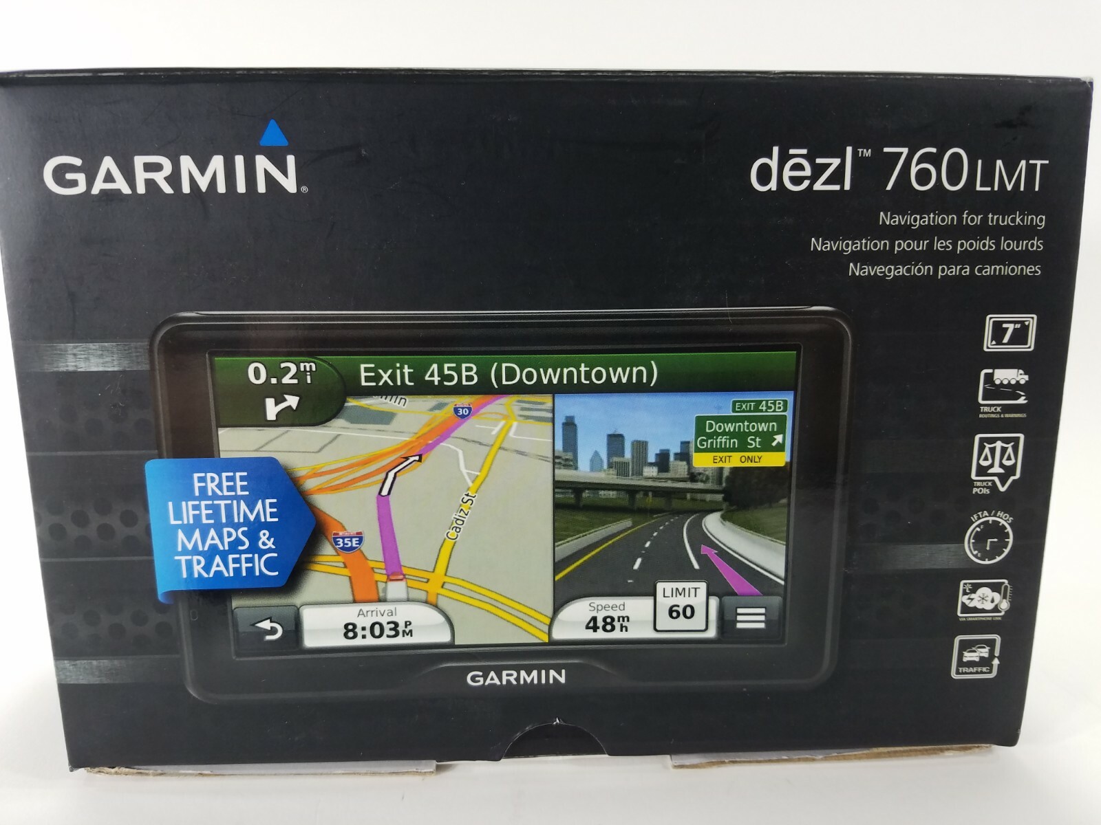 Garmin Dezl 760LMT 7” Truck Drivers  GPS With Box  Great Condition!