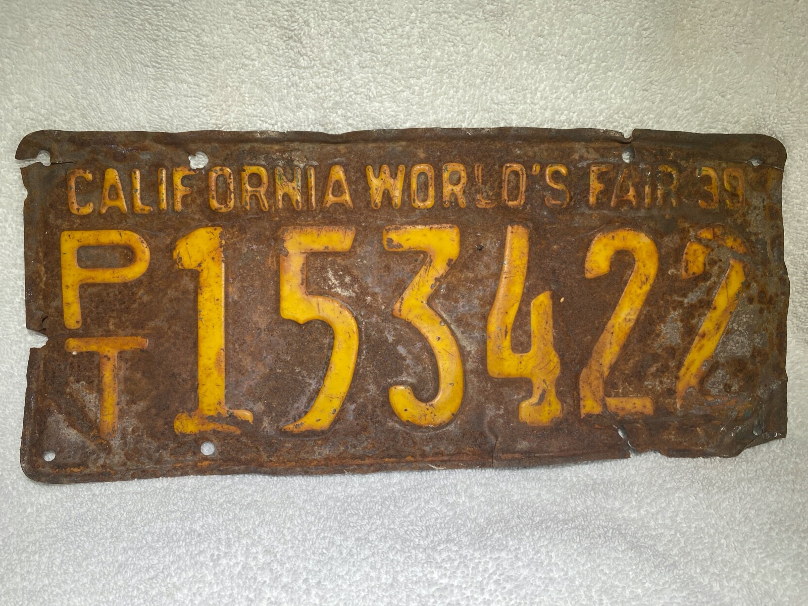 レトロ ビンテージ 1939年製 CALIFORNIAWORLD’SFAIR カリフォルニアワールドフェア ナンバープレート 1939 California License Plate Vintage World's Fair Blue Wall