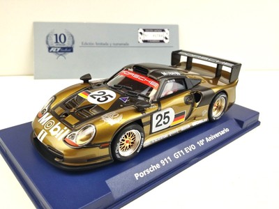 Slot car Scx Scalextric Fly 96084 A-2003 Porsche 911 GT1 Evo 10º Anniversaire
