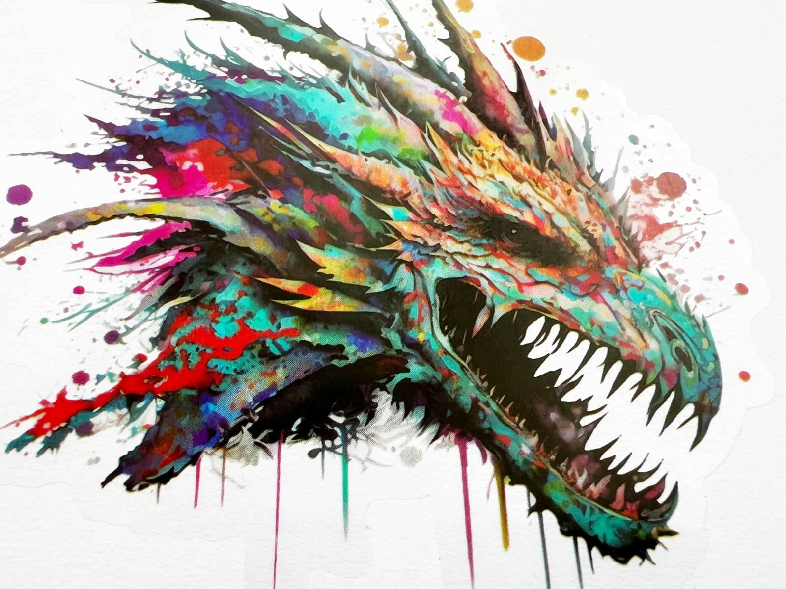 Colorful Dragon Head 3 Inch Transparent Sticker Decal