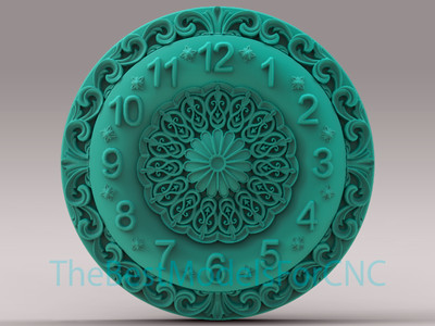 3D Model STL File for CNC Router Laser & 3D Printer Decor Clock flower