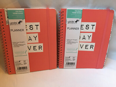 (2) yoobi BEST DAY EVER PLANNER 80 sheets w/ monthly & weekly Calendars + notes 