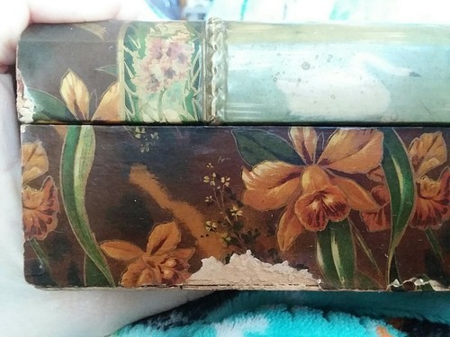 Beautiful Victorian Ladies Vanity Celluloid Glove Box with curved lid.