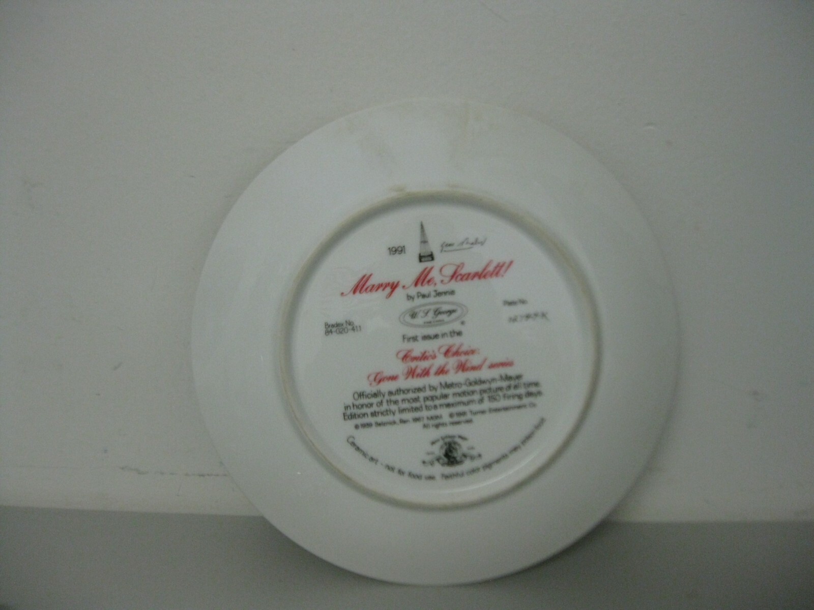 Gone with the Wind  Marry Me Scarlett!  Plate Paul Jennis 1991