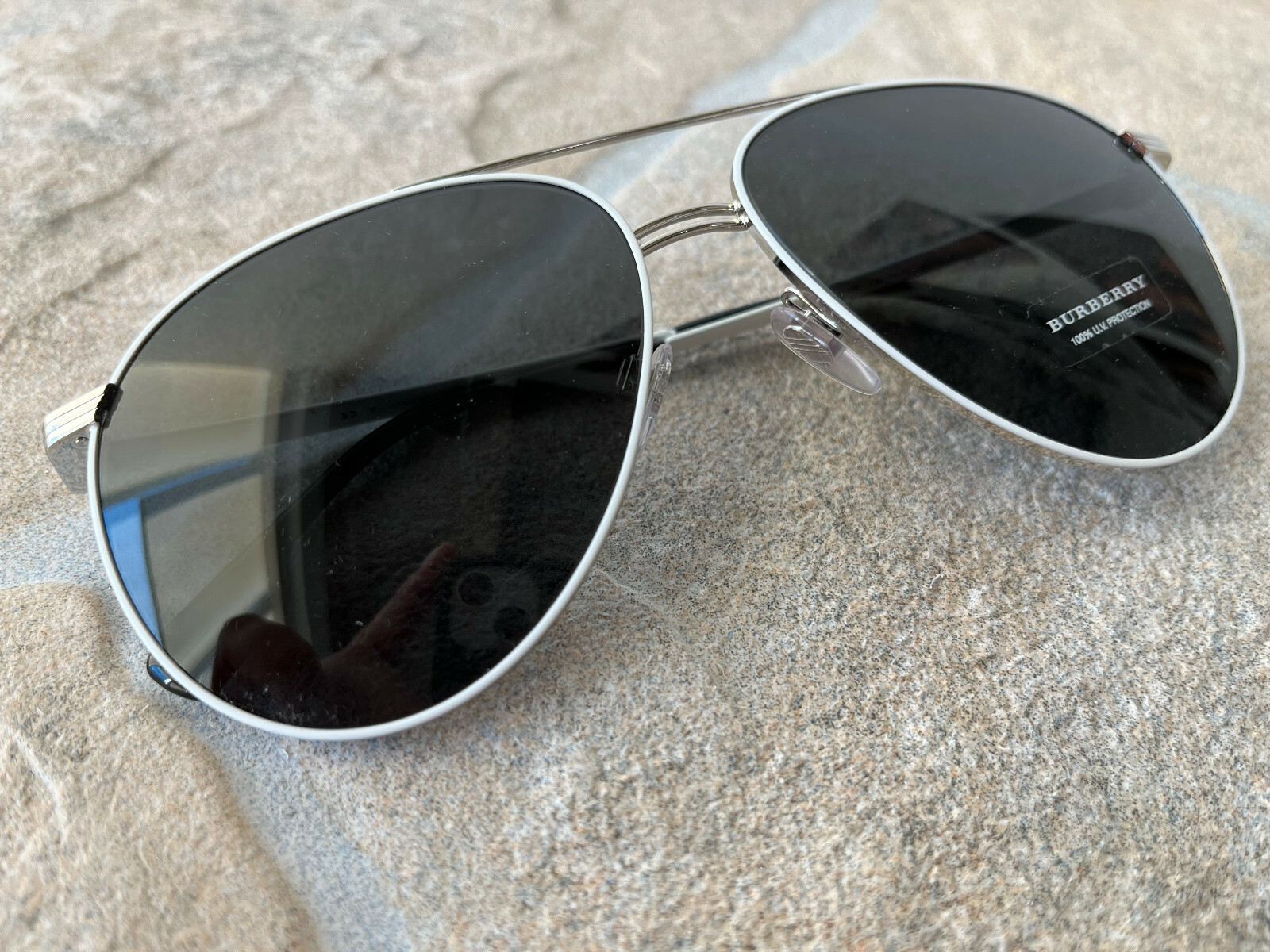 Pre-owned Burberry 3108 Sunglasses Color White Silver 129487 In Gray