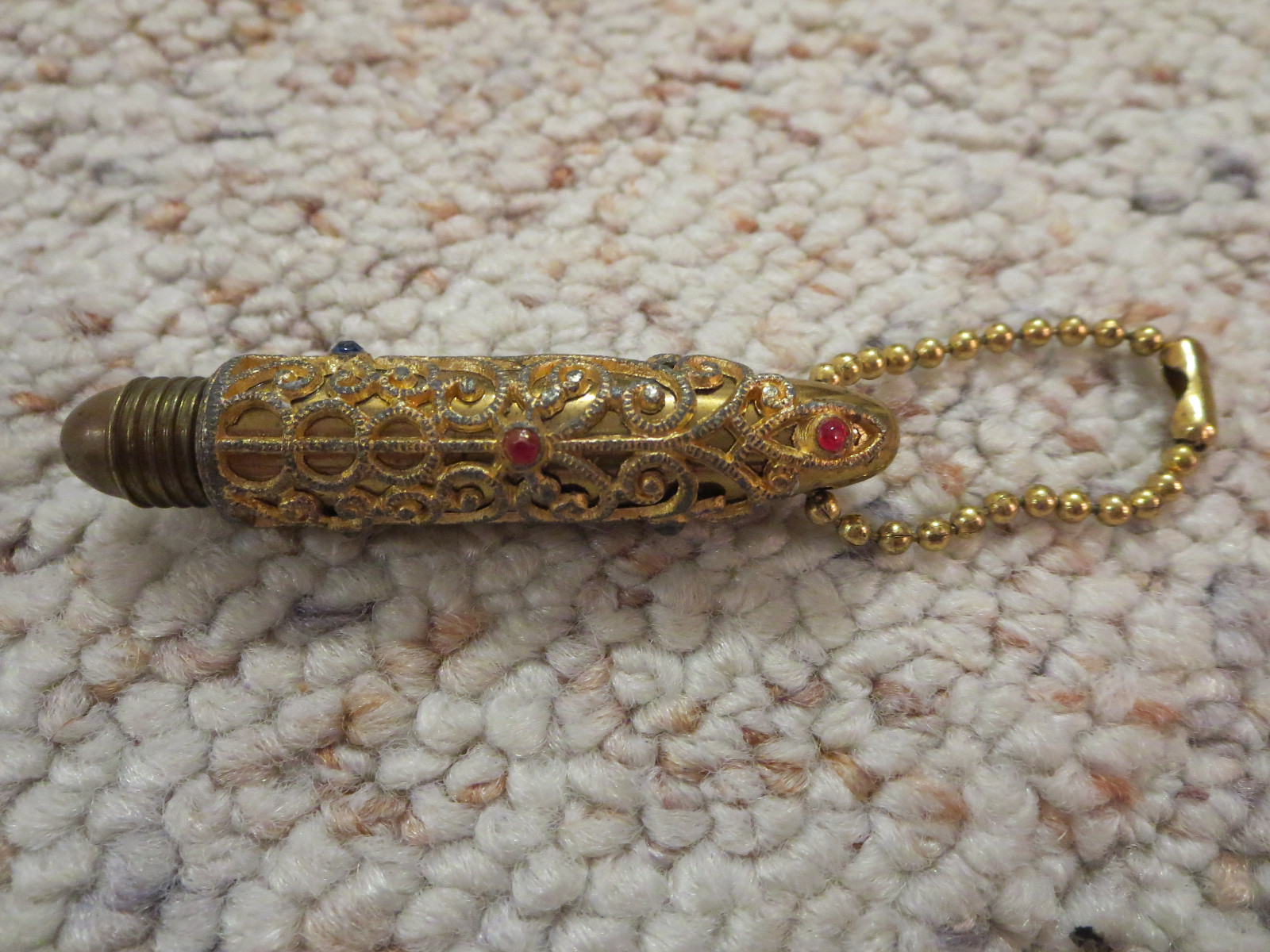 BULLET PEN with Key Chain ~ Ornate Golden Bejeweled Appearance (Gold Gem Jewel)