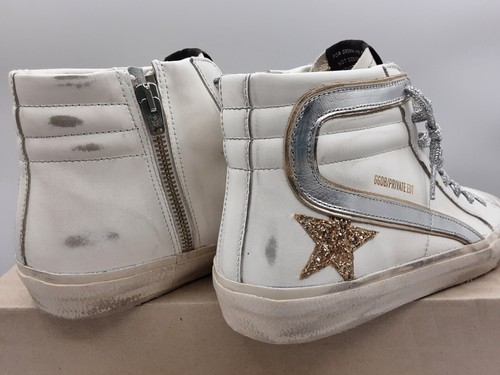 Pre-owned Golden Goose Slide Women's Leather Sneakers White/gold/silver Eu 39 Us 9 $655