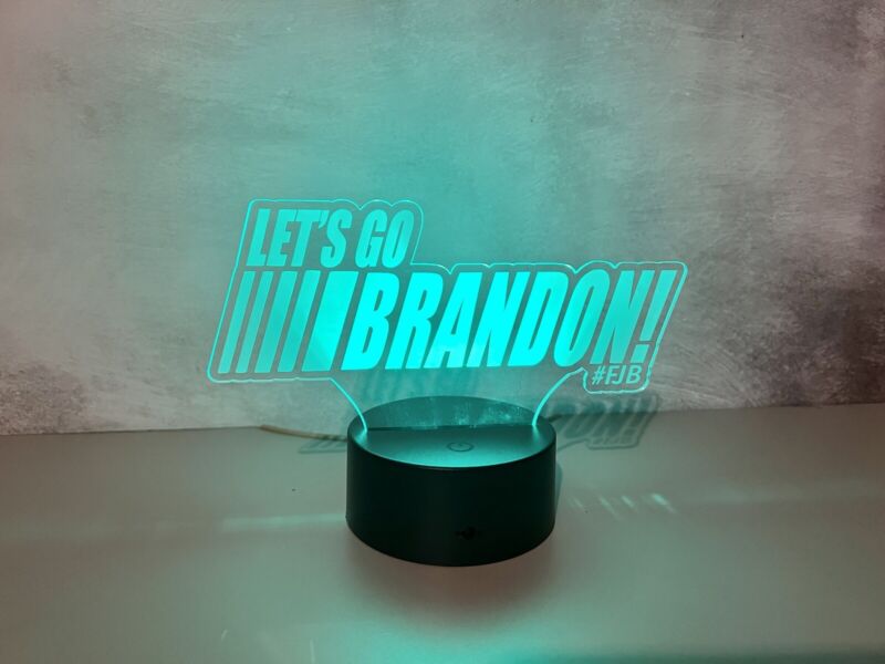 Lets Go Brandon #FJB Led Light Sign 16 Color Base W/remote 7.5” x 5.25” Biden 