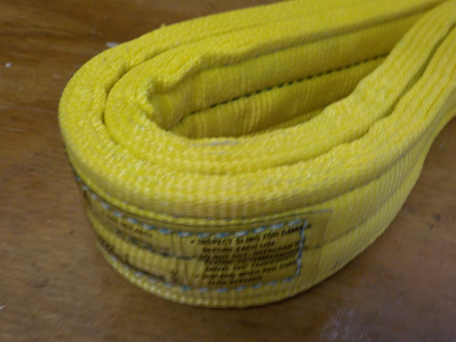 Mazzella EN4-903 Polyester Web Sling, Endless, Yellow, 4 Ply, 3' Length, 3