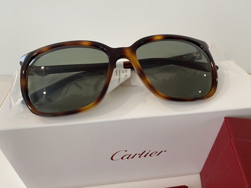 Pre-owned Cartier Havana Green Sunglasses Italy Brand In Box Ct0004s-003 Authentic