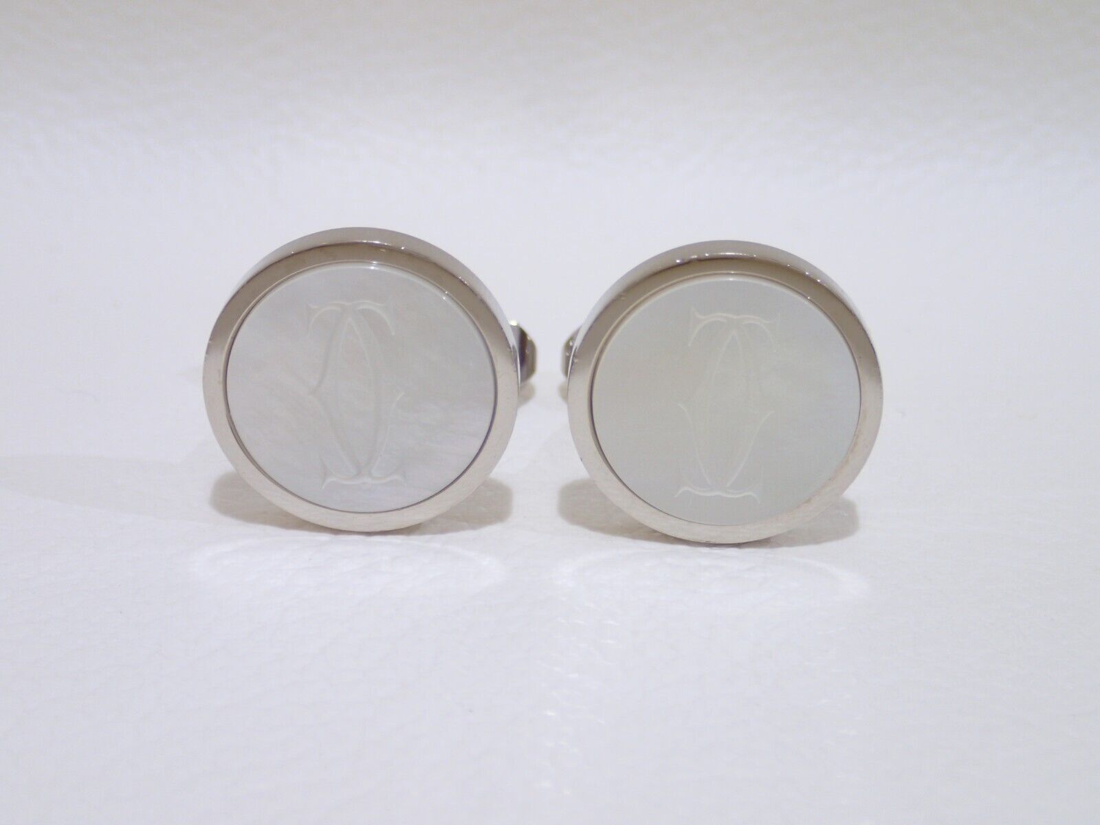 CARTIER sterling silver Double C cufflinks with engraved CARTIER sterling silver Double C cufflinks with engraved